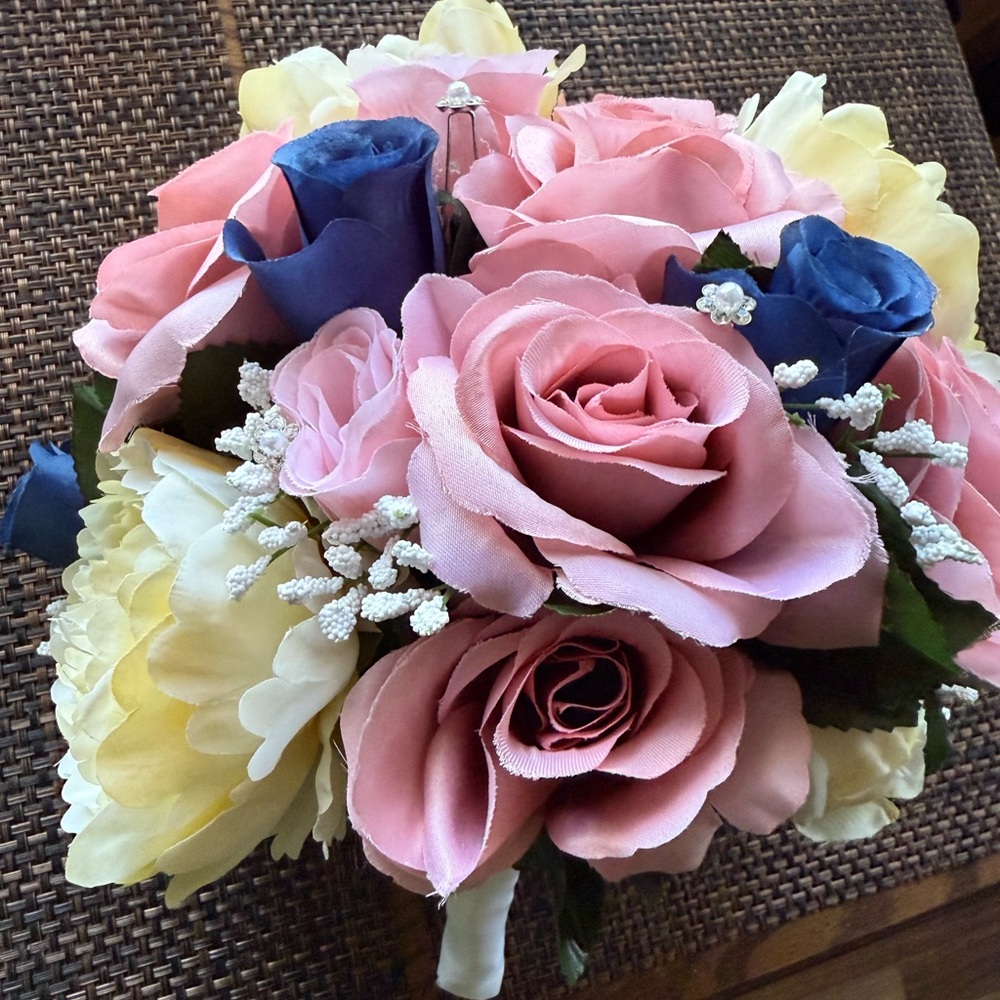 Pink and Blue Artificial Flower Bouquet